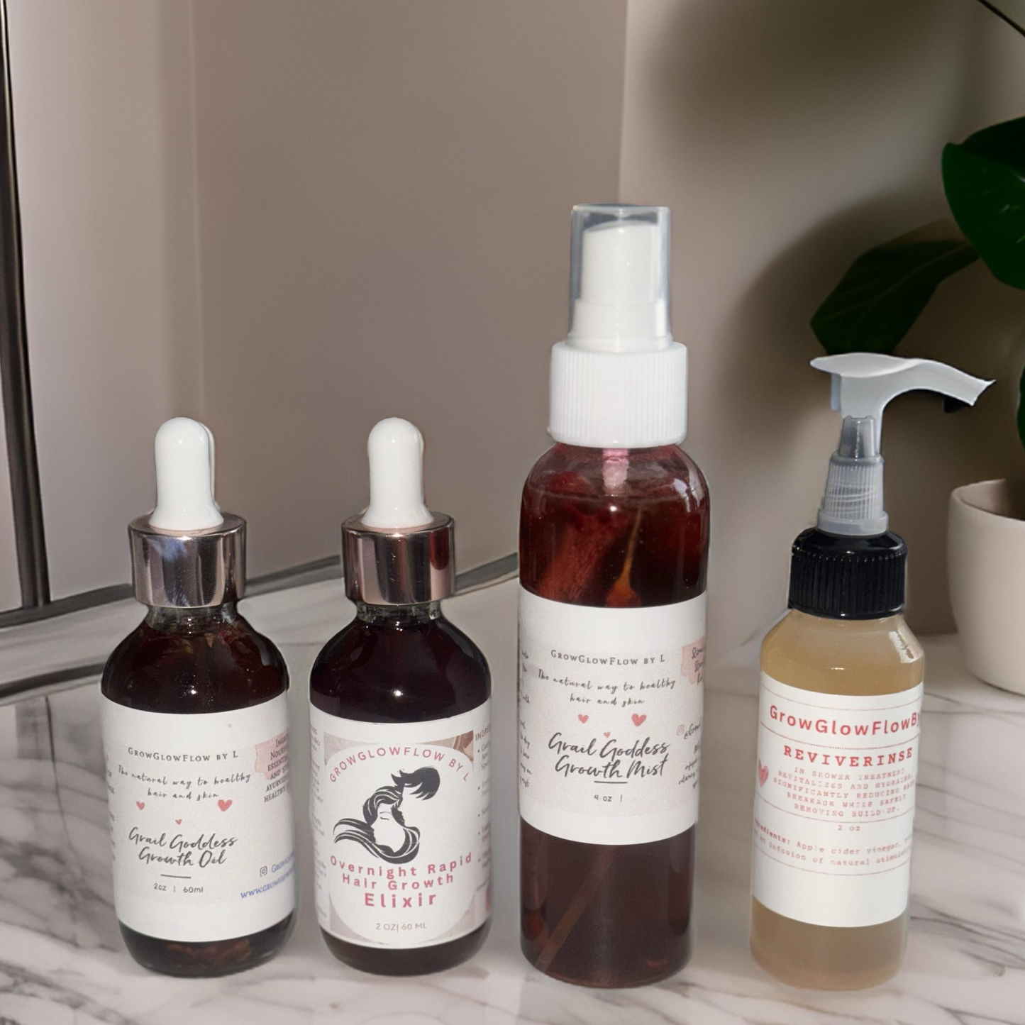 Grail Goddess Complete Set: Growth oil, Growth mist, Overnight Growth elixir and in-shower scalp treatment