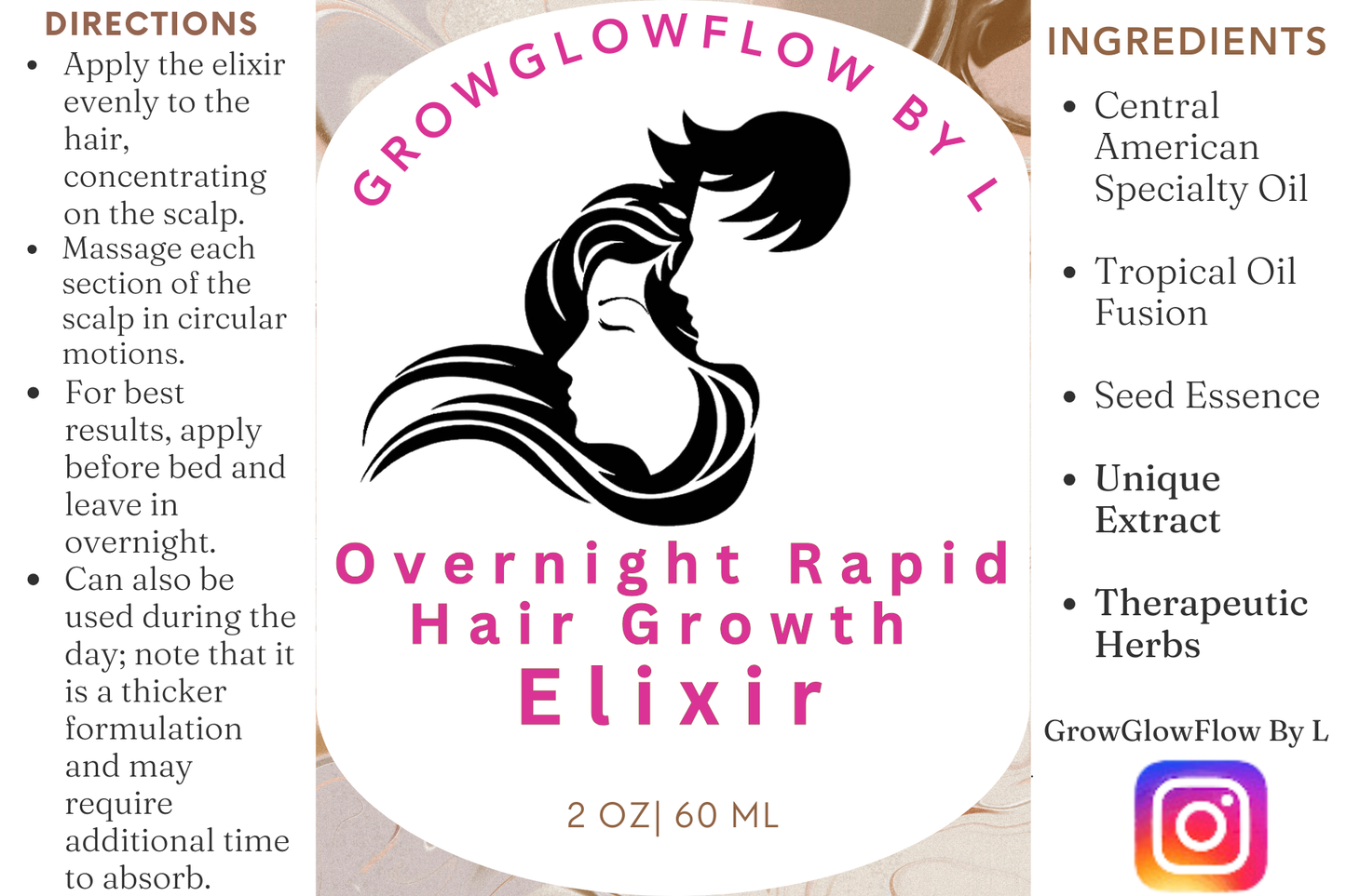 GrowGlowFlowByL Overnight Rapid Hair Growth Elixir